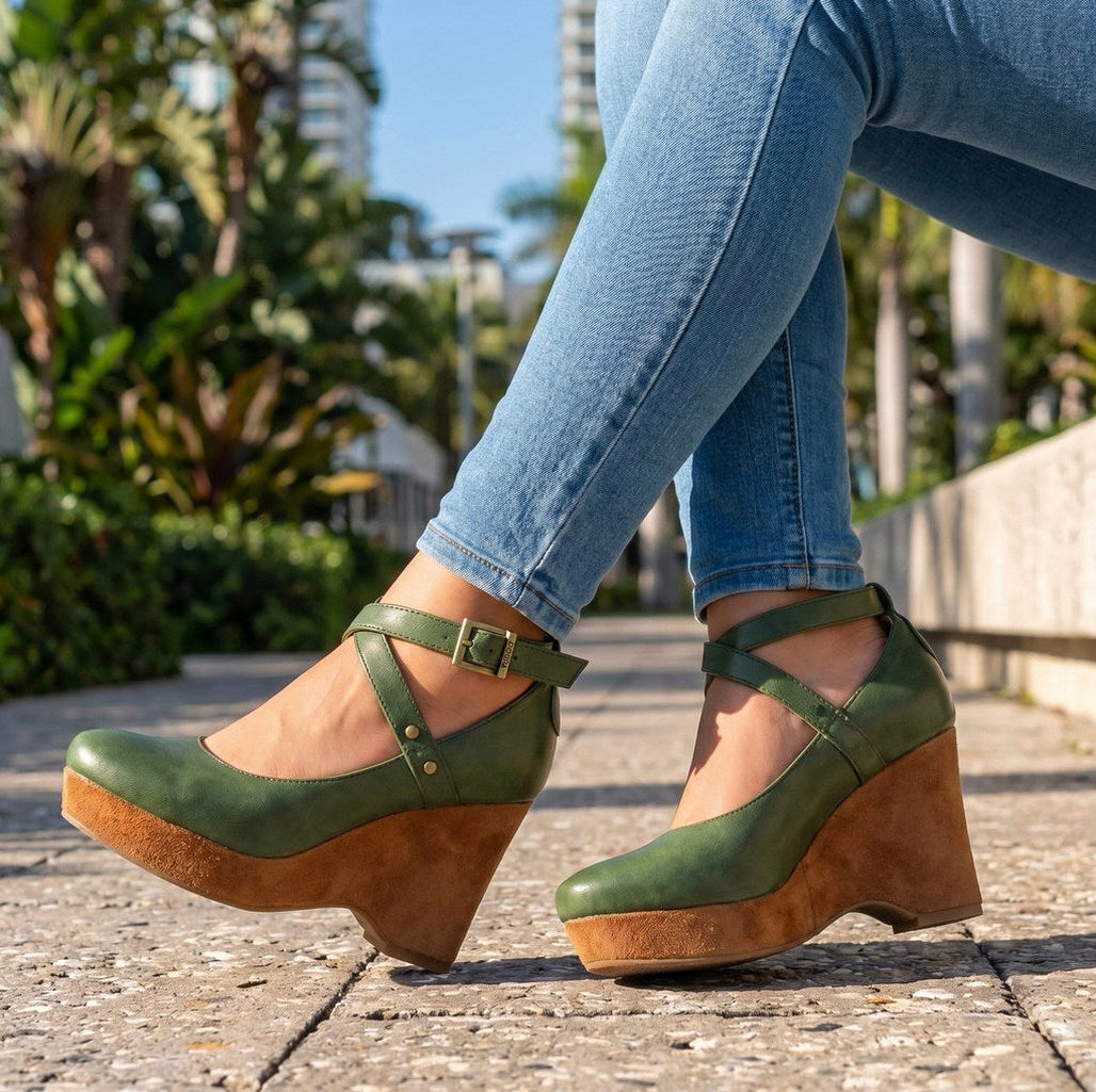 Mary Jane Platform Wedge Pumps