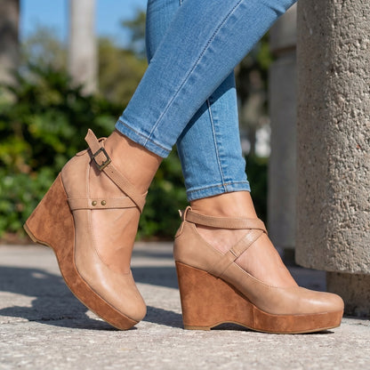 Mary Jane Platform Wedge Pumps