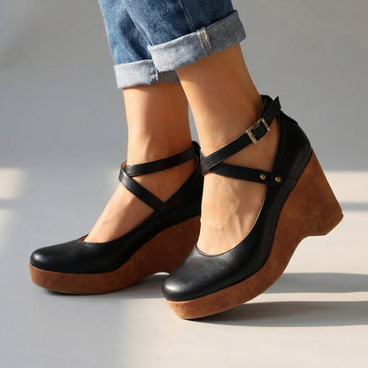 Mary Jane Platform Wedge Pumps