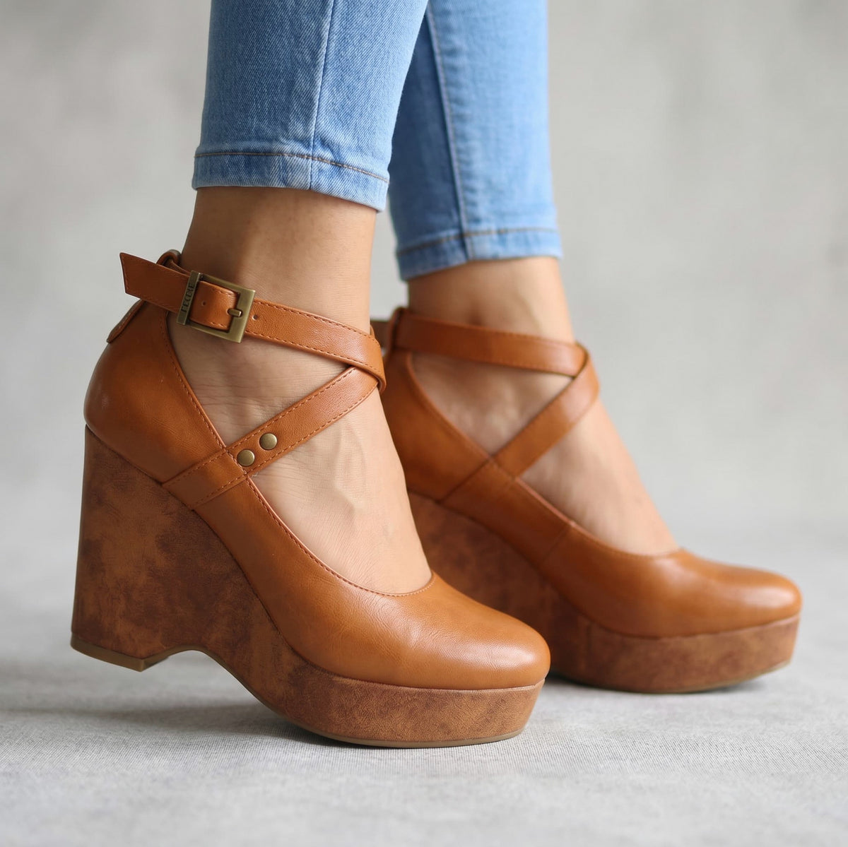 Mary Jane Platform Wedge Pumps
