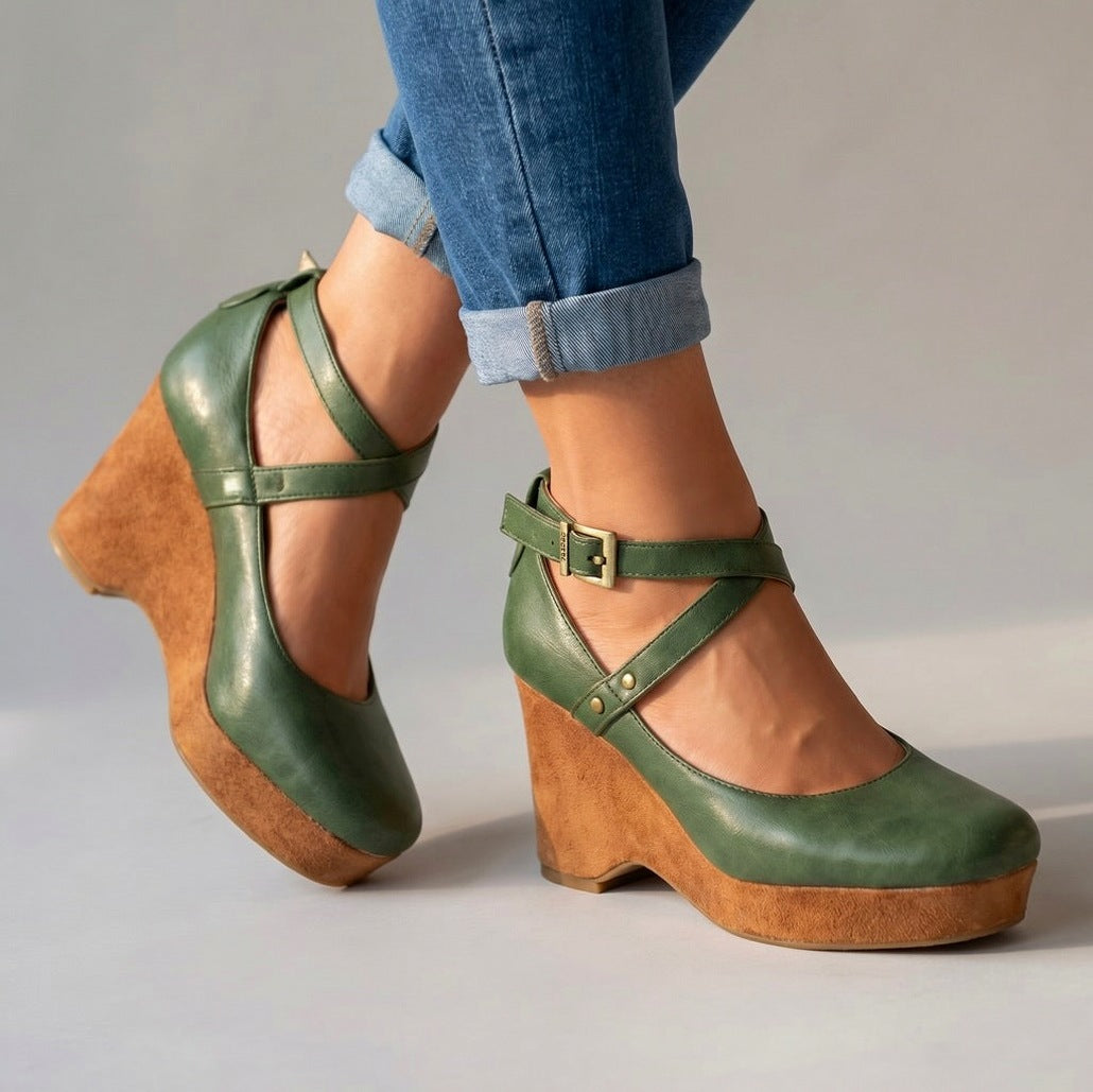 Mary Jane Platform Wedge Pumps