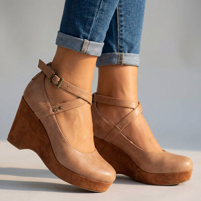 Mary Jane Platform Wedge Pumps