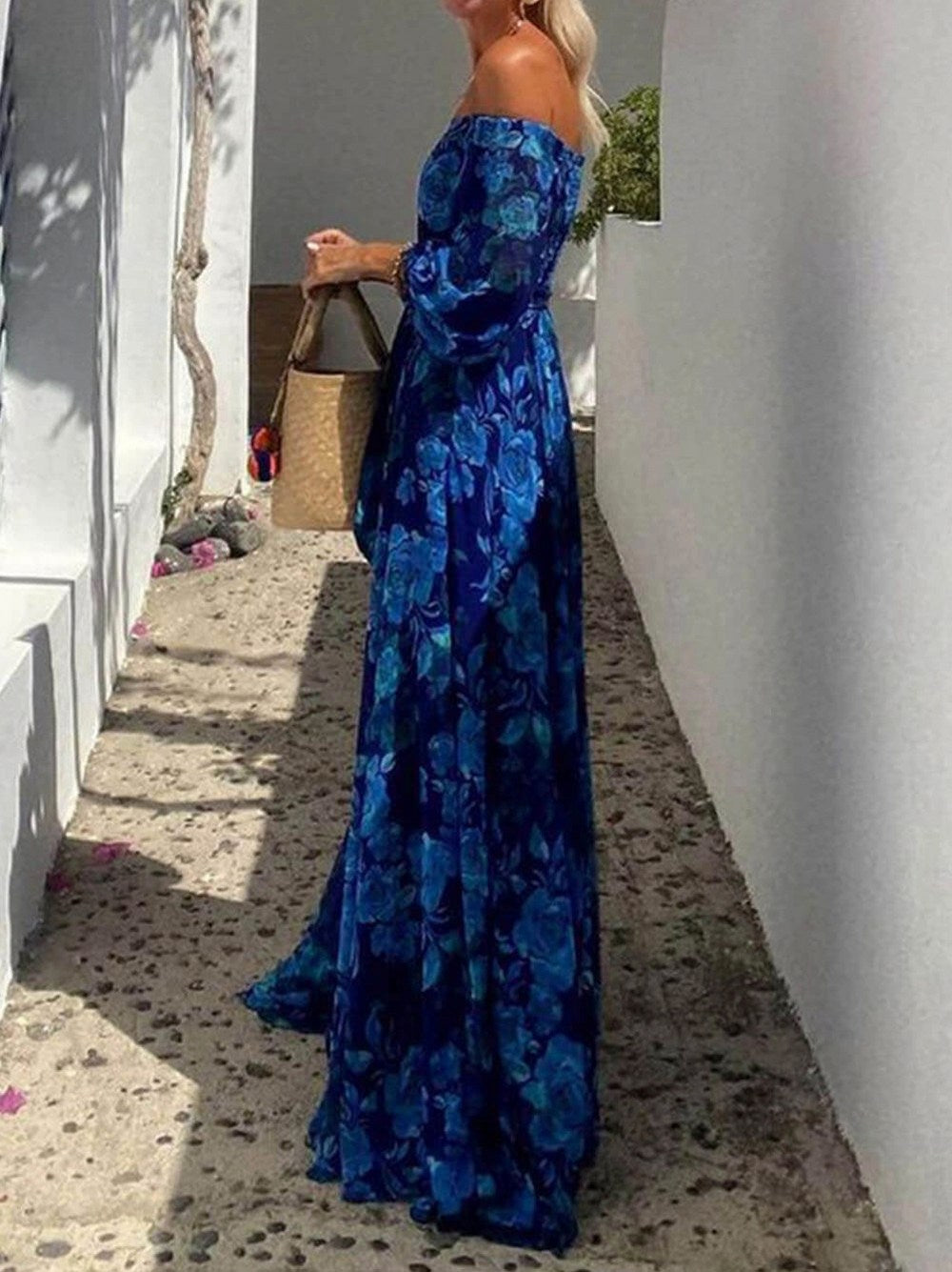 Off Shoulder Floral Maxi Dress