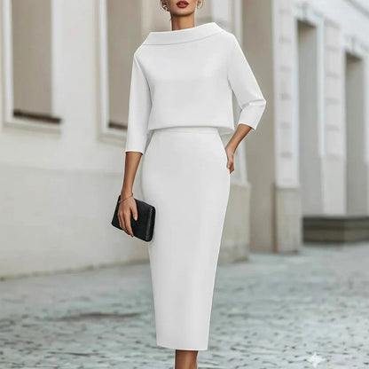 Crepe Off Shoulder Midi Two Piece Set