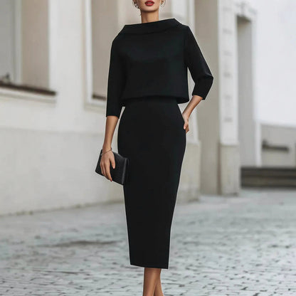 Crepe Off Shoulder Midi Two Piece Set