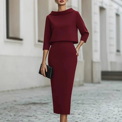 Crepe Off Shoulder Midi Two Piece Set