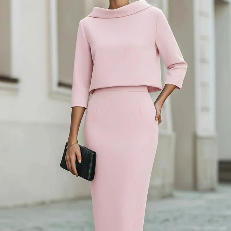 Crepe Off Shoulder Midi Two Piece Set