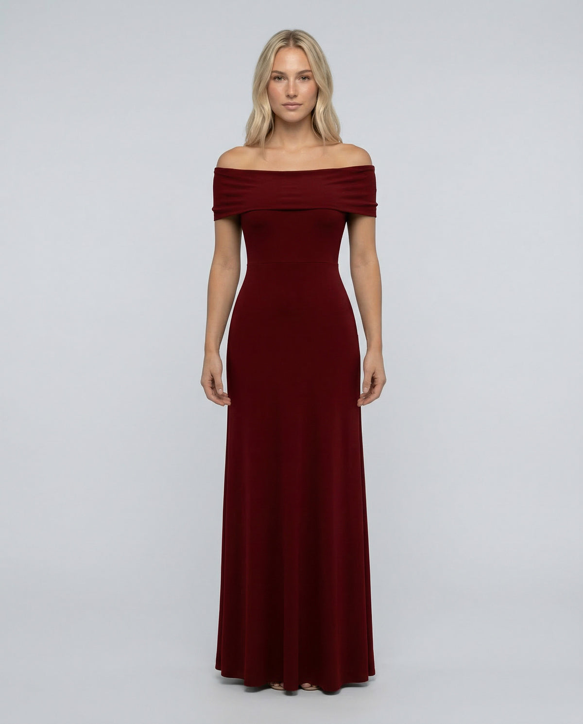 Off Shoulder Ruched Foldover Maxi Dress