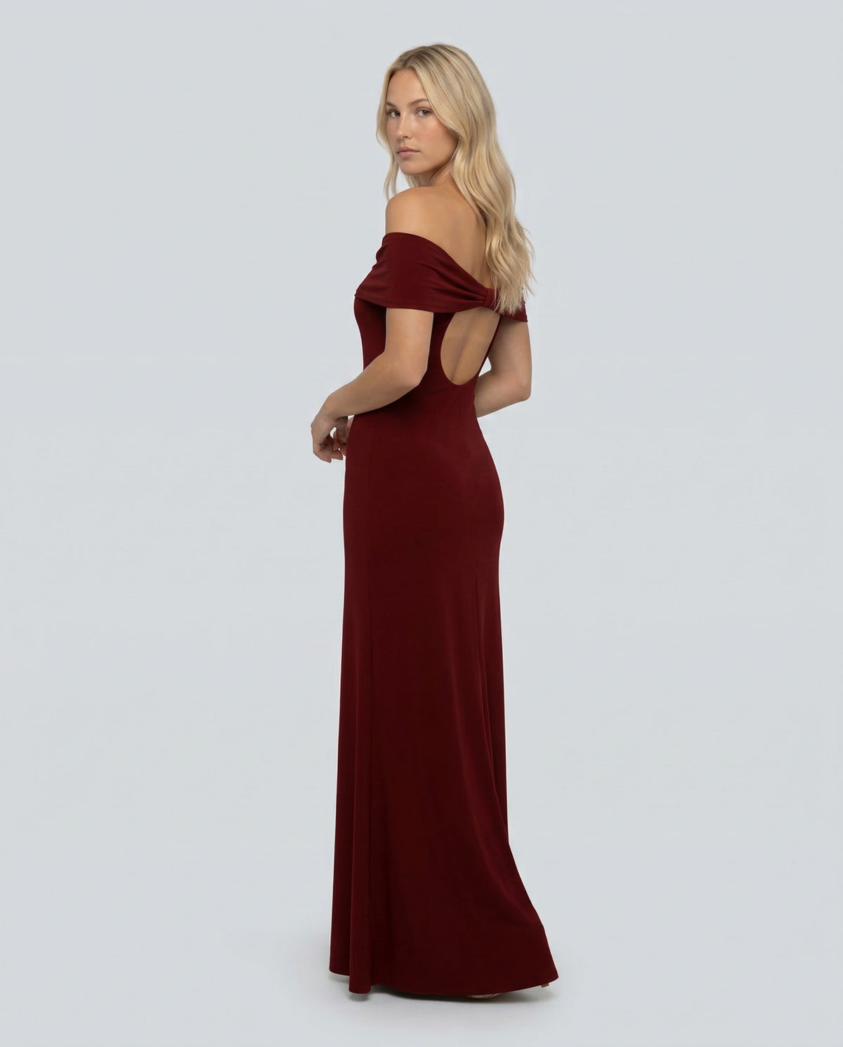 Off Shoulder Ruched Foldover Maxi Dress