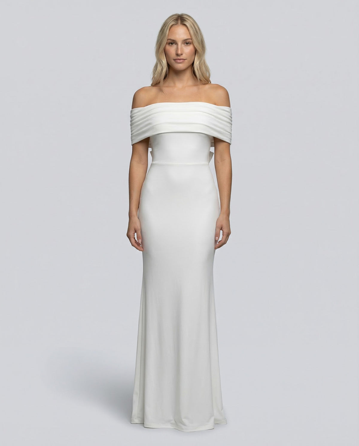 Off Shoulder Ruched Foldover Maxi Dress