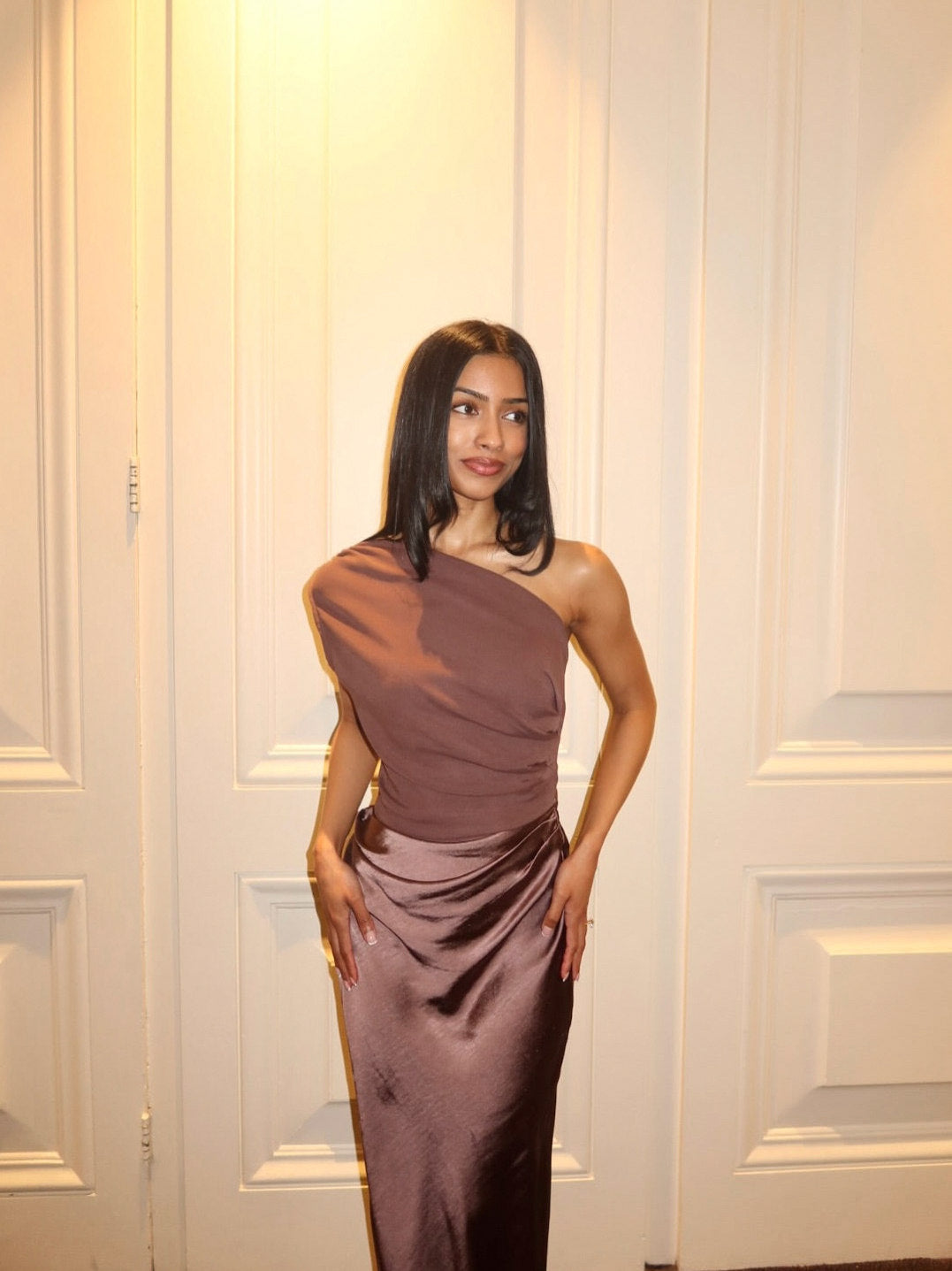 One Shoulder Ruched Maxi Dress
