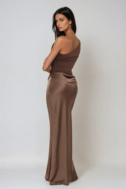 One Shoulder Ruched Maxi Dress