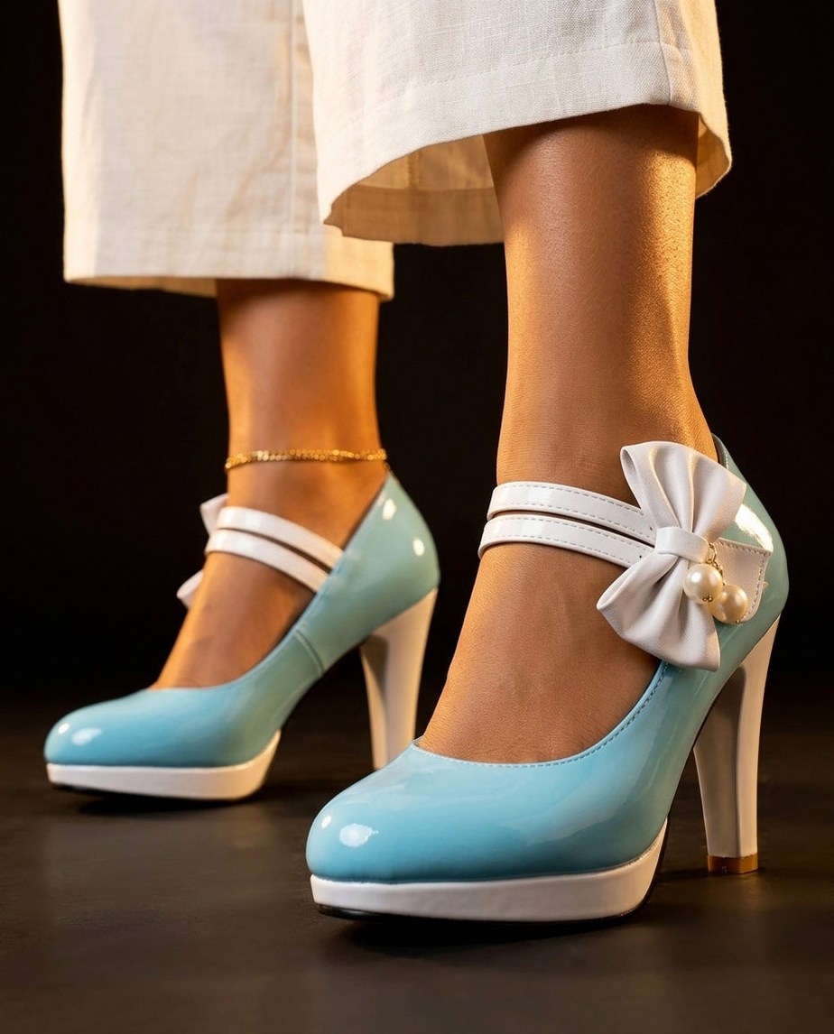 Patent Platform Bow Mary Jane Heels