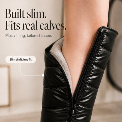 Patent Wedge Knee High Boots