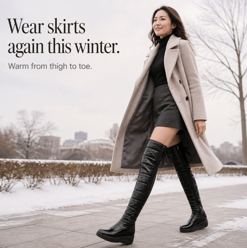 Patent Wedge Knee High Boots