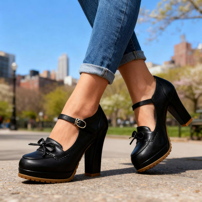 Platform Bow Mary Jane Heels