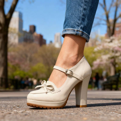 Platform Bow Mary Jane Heels