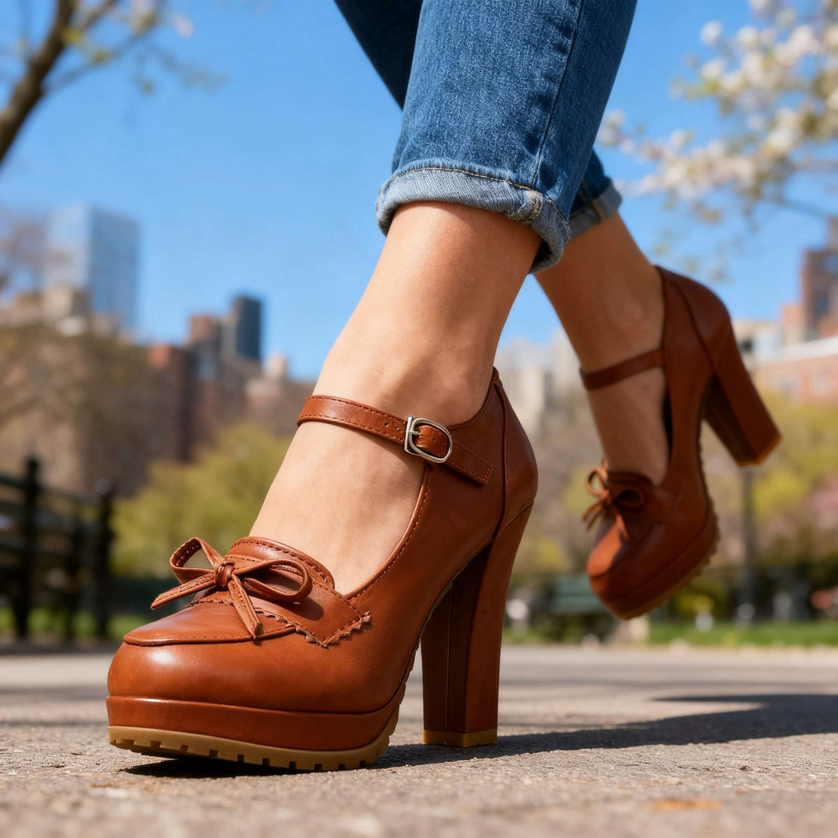 Platform Bow Mary Jane Heels