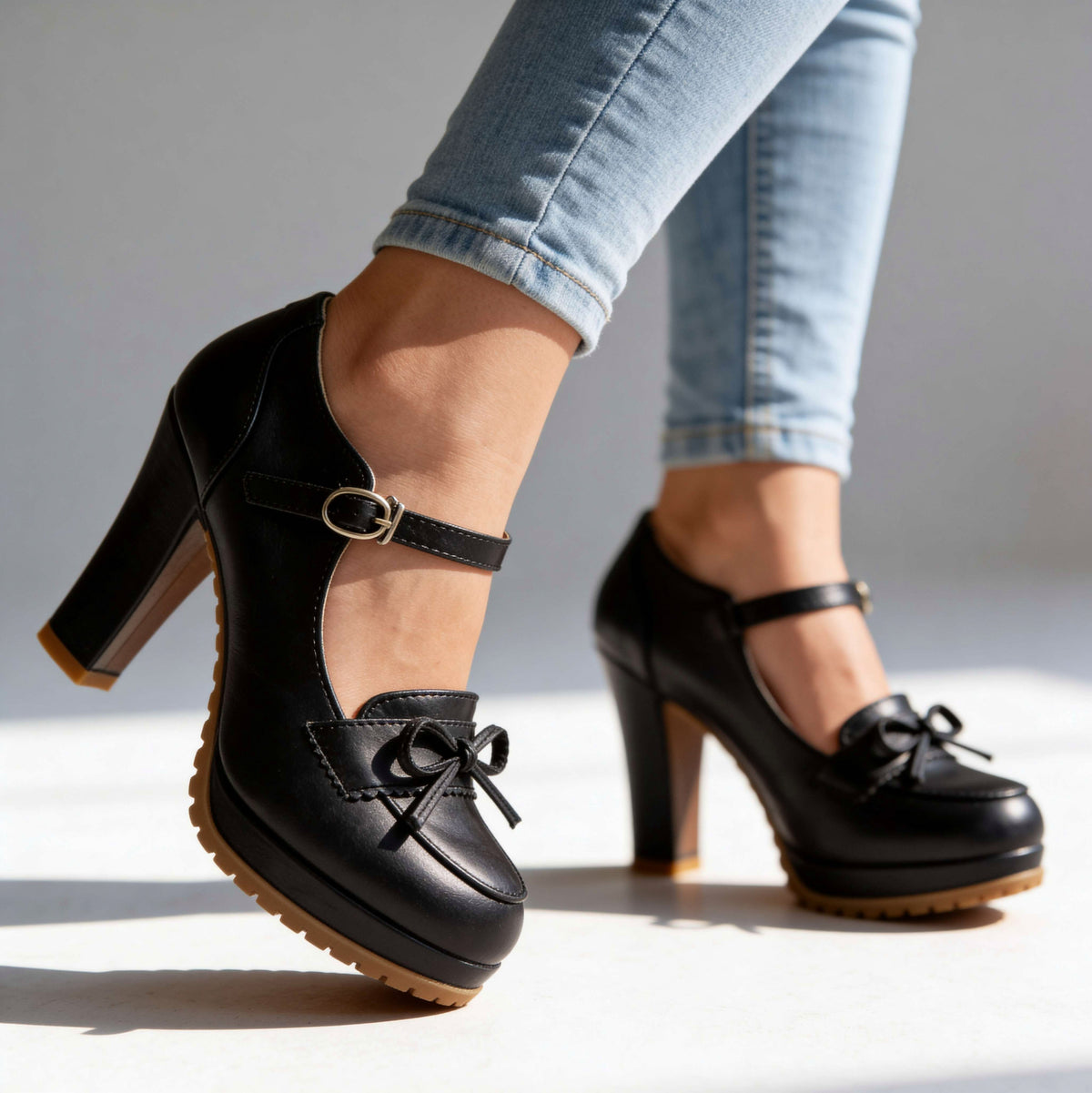 Platform Bow Mary Jane Heels