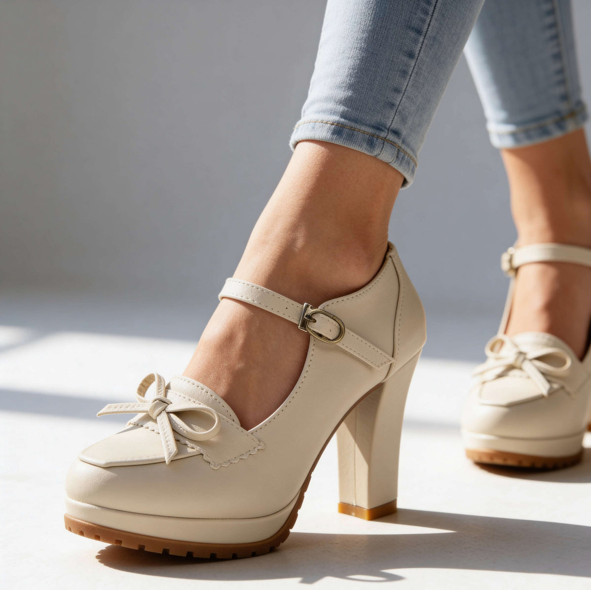 Platform Bow Mary Jane Heels
