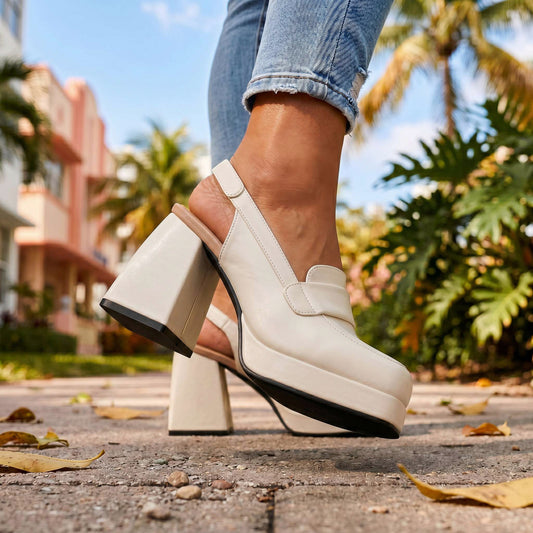 Platform Slingback Loafer Heels