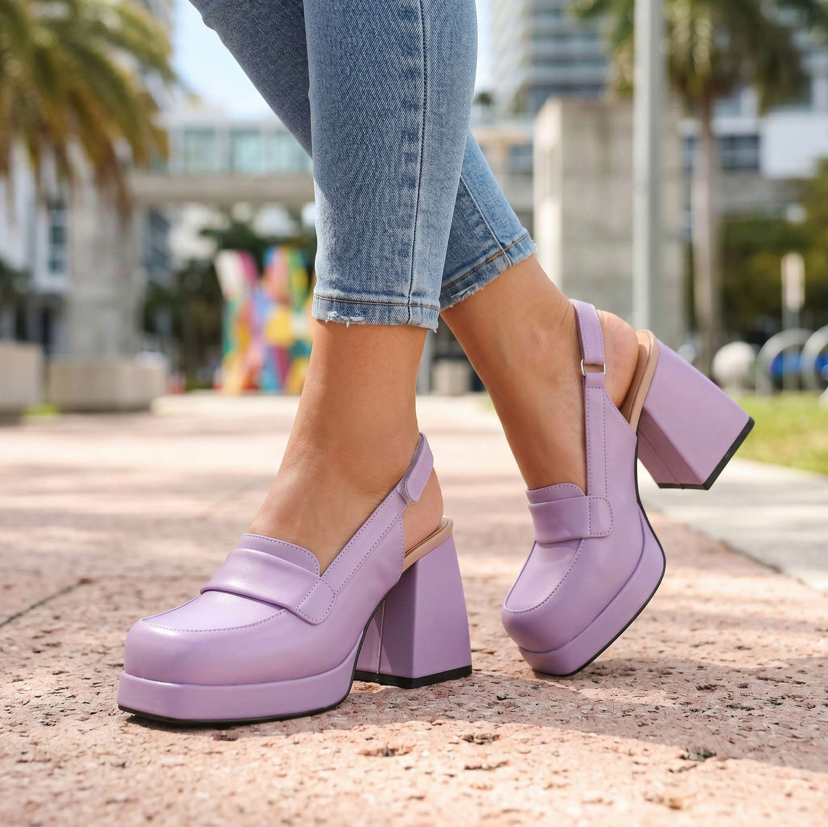 Platform Slingback Loafer Heels