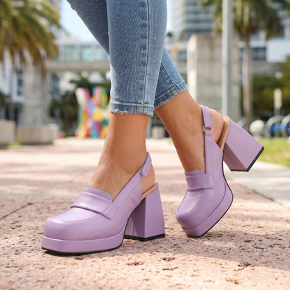 Platform Slingback Loafer Heels