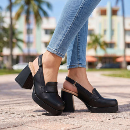 Platform Slingback Loafer Heels