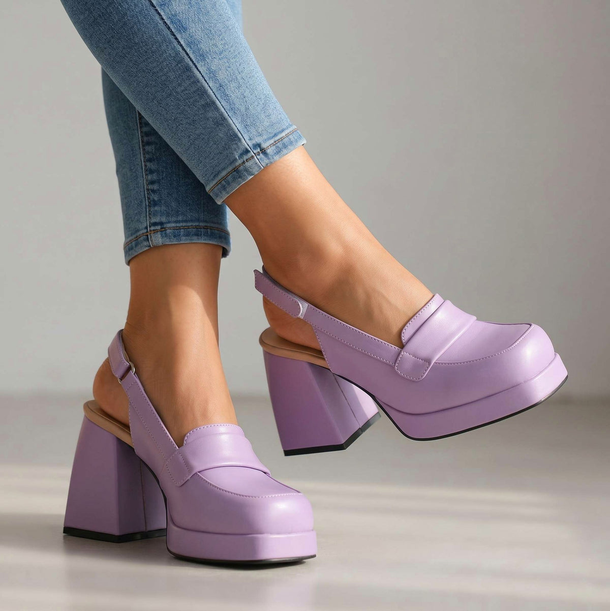 Platform Slingback Loafer Heels