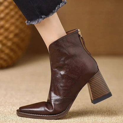 Pointed Toe Block Heel Ankle Boots