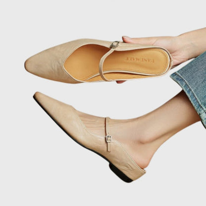 Pointed Toe Mary Jane Flat Mules
