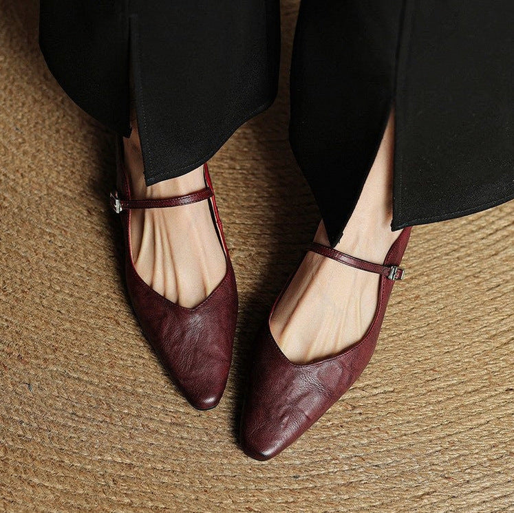Pointed Toe Mary Jane Flat Mules