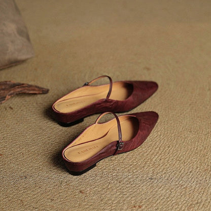 Pointed Toe Mary Jane Flat Mules
