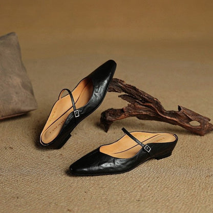 Pointed Toe Mary Jane Flat Mules