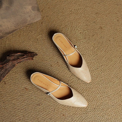 Pointed Toe Mary Jane Flat Mules