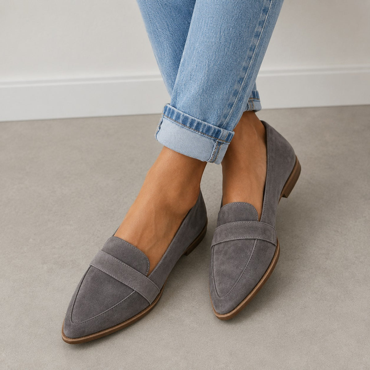 Pointed Toe Suede Loafers