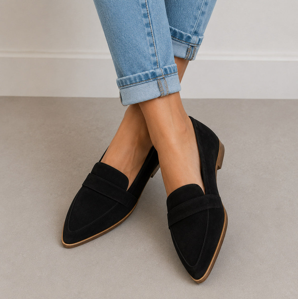 Pointed Toe Suede Loafers