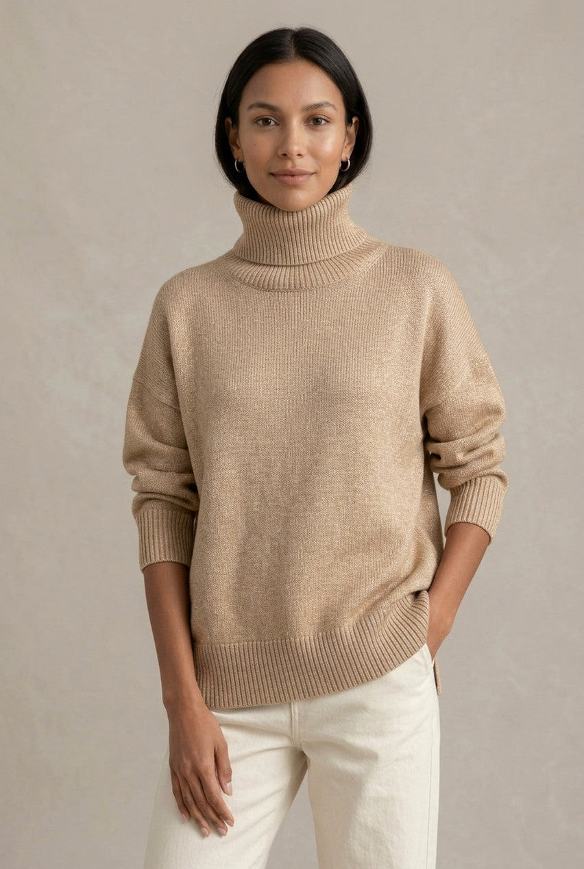 Relaxed Knit Turtleneck Sweater