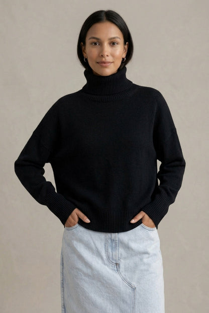 Relaxed Knit Turtleneck Sweater