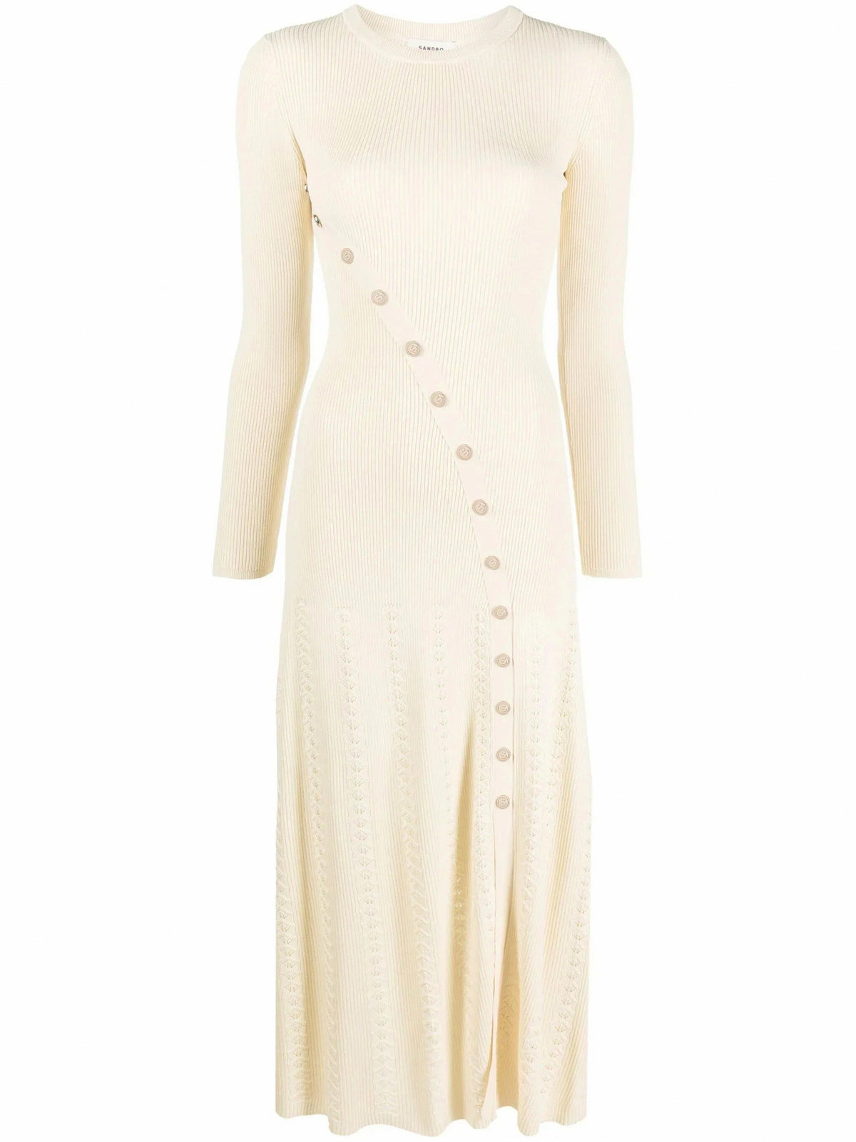 Ribbed Knit Button Midi Dress