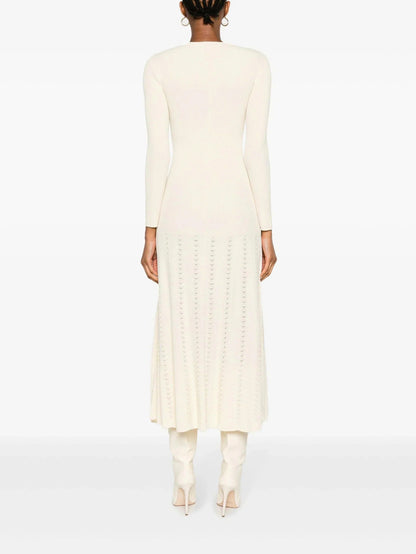 Ribbed Knit Button Midi Dress