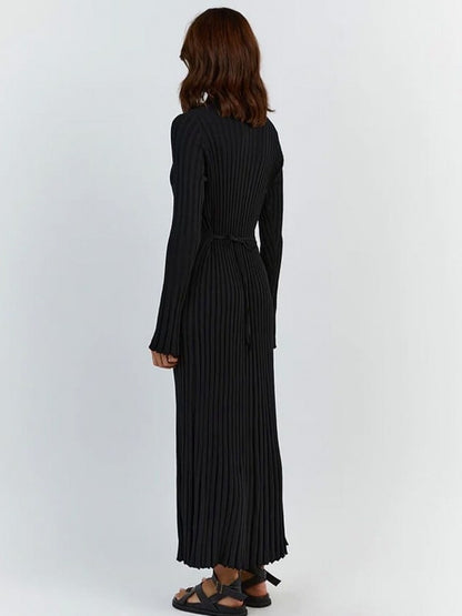 Ribbed Knit Crewneck Maxi Dress