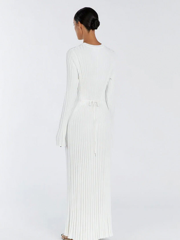 Ribbed Knit Crewneck Maxi Dress
