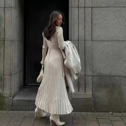 Ribbed Knit Crewneck Maxi Dress