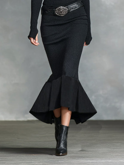 Ribbed Knit Long Sleeve Midi Dress