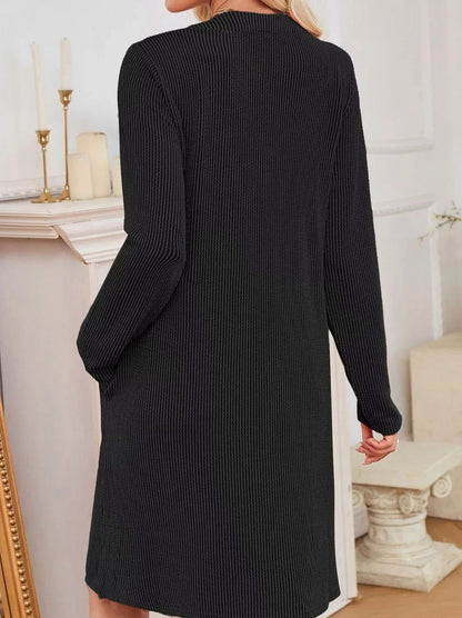 Ribbed Knit Long Sleeve Mini Sweater Dress