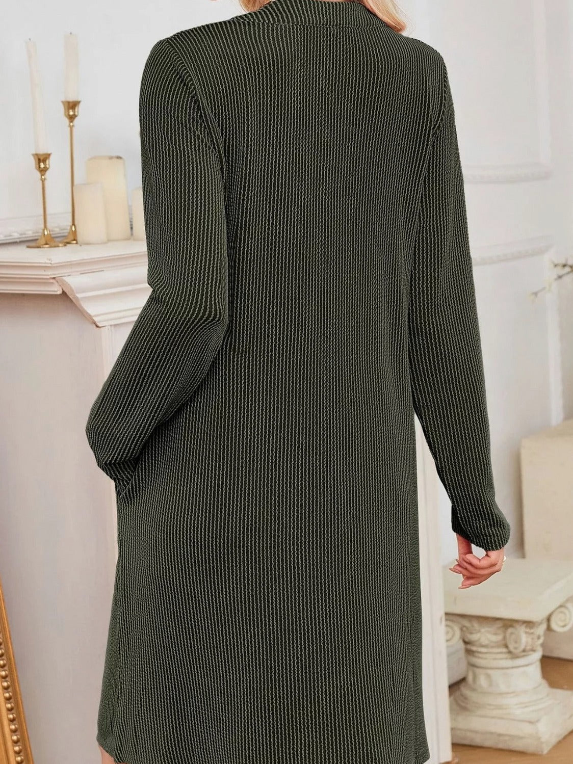 Ribbed Knit Long Sleeve Mini Sweater Dress