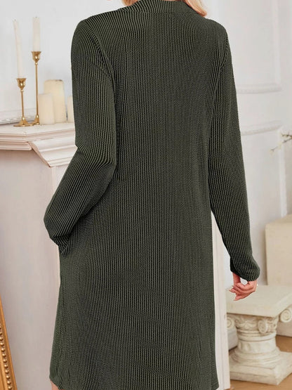 Ribbed Knit Long Sleeve Mini Sweater Dress