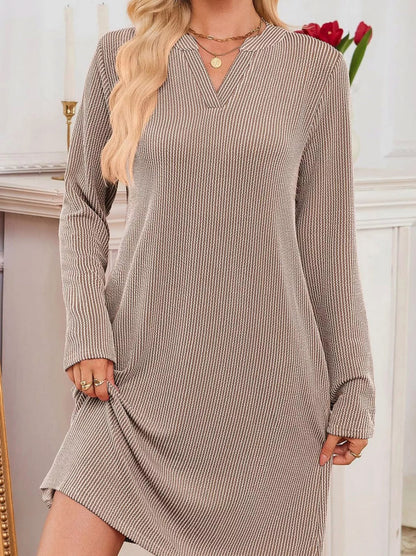 Ribbed Knit Long Sleeve Mini Sweater Dress