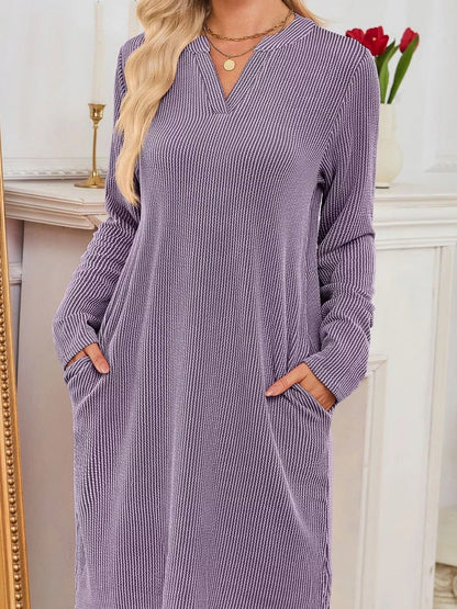 Ribbed Knit Long Sleeve Mini Sweater Dress